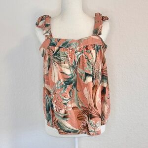 A.n.a "A New Approach" Tropical Shoulder Tie Tank Top, Size M